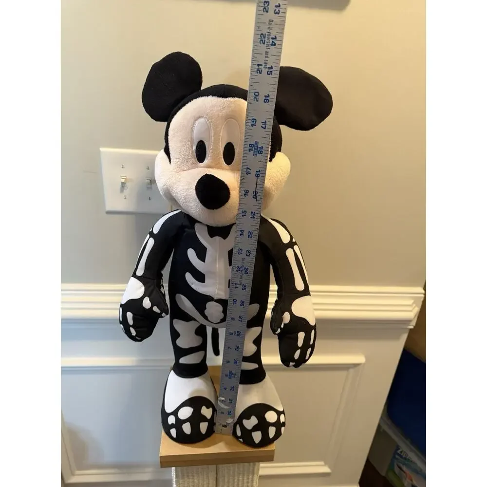 Disney Mickey Mouse Skeleton Halloween Plush 22” Door Greeter Black White